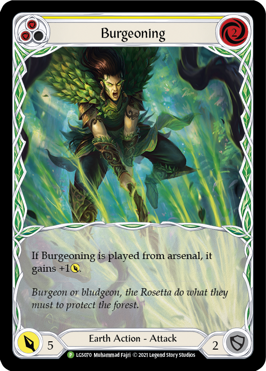 Burgeoning (Yellow) [LGS070] (Promo)  Rainbow Foil | Magic Magpie