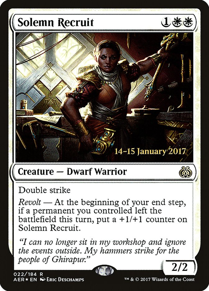 Solemn Recruit [Aether Revolt Prerelease Promos] | Magic Magpie