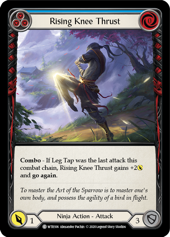 Rising Knee Thrust (Blue) [U-WTR106] (Welcome to Rathe Unlimited)  Unlimited Rainbow Foil | Magic Magpie