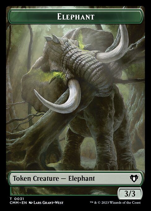 Clue // Elephant Double-Sided Token [Commander Masters Tokens] | Magic Magpie