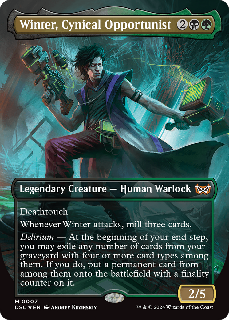 Winter, Cynical Opportunist (Borderless) [Duskmourn: House of Horror Commander] | Magic Magpie