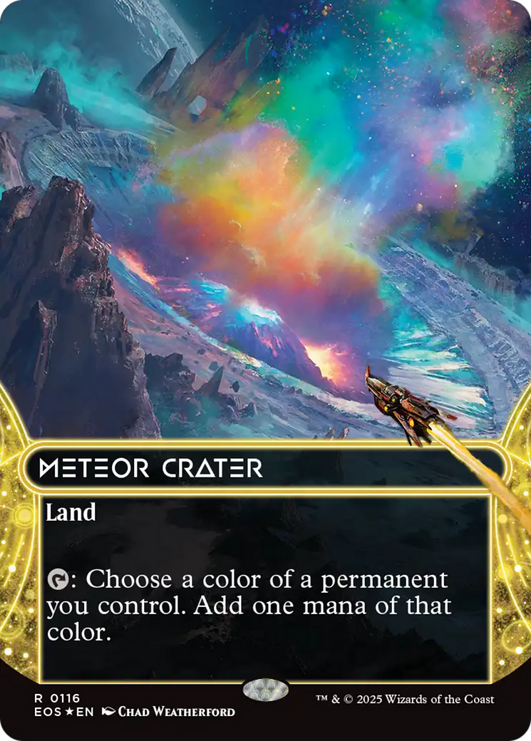 Meteor Crater (0116) (Borderless) (Galaxy Foil) [Edge of Eternities: Stellar Sights] | Magic Magpie