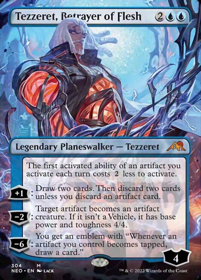 Tezzeret, Betrayer of Flesh (Borderless) [Kamigawa: Neon Dynasty] | Magic Magpie