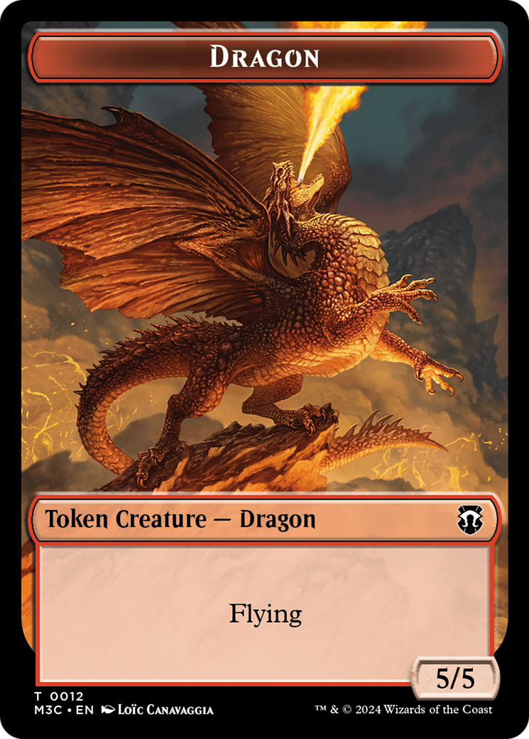 Dragon (Ripple Foil) // Copy Double-Sided Token [Modern Horizons 3 Commander Tokens] | Magic Magpie