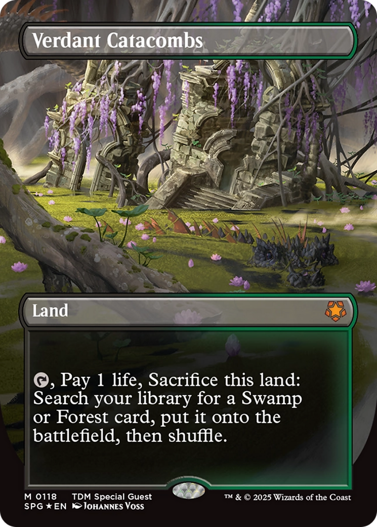 Verdant Catacombs (Borderless) (Dragonscale Foil) [Tarkir: Dragonstorm Special Guests] | Magic Magpie