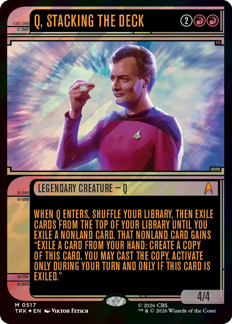 Q, Stacking the Deck (Showcase) (Surge Foil) [Star Trek] | Magic Magpie