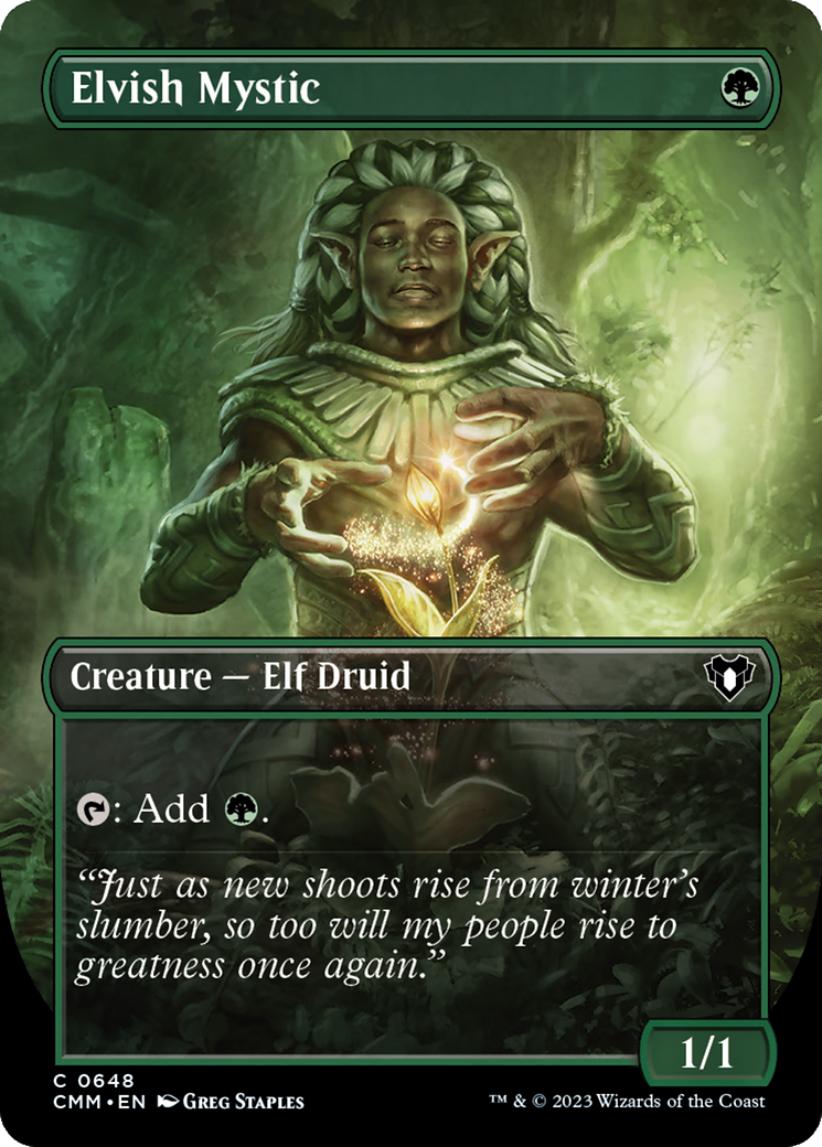 Elvish Mystic (Borderless Alternate Art) [Commander Masters] | Magic Magpie