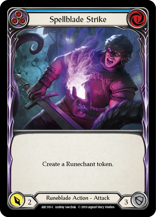 Spellblade Strike (Blue) [ARC105-C] (Arcane Rising)  1st Edition Rainbow Foil | Magic Magpie