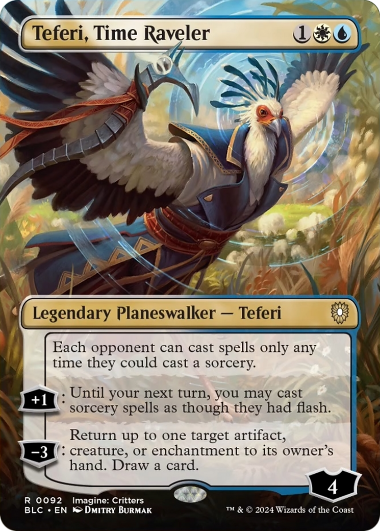 Teferi, Time Raveler (Borderless) [Bloomburrow Commander] | Magic Magpie