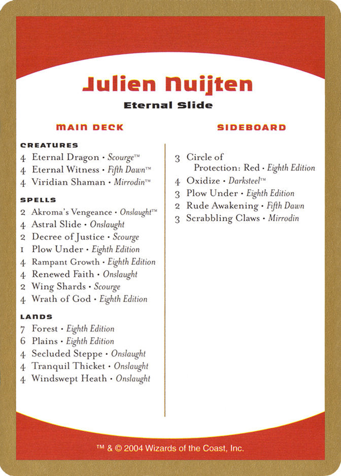 Julien Nuijten Decklist [World Championship Decks 2004] | Magic Magpie