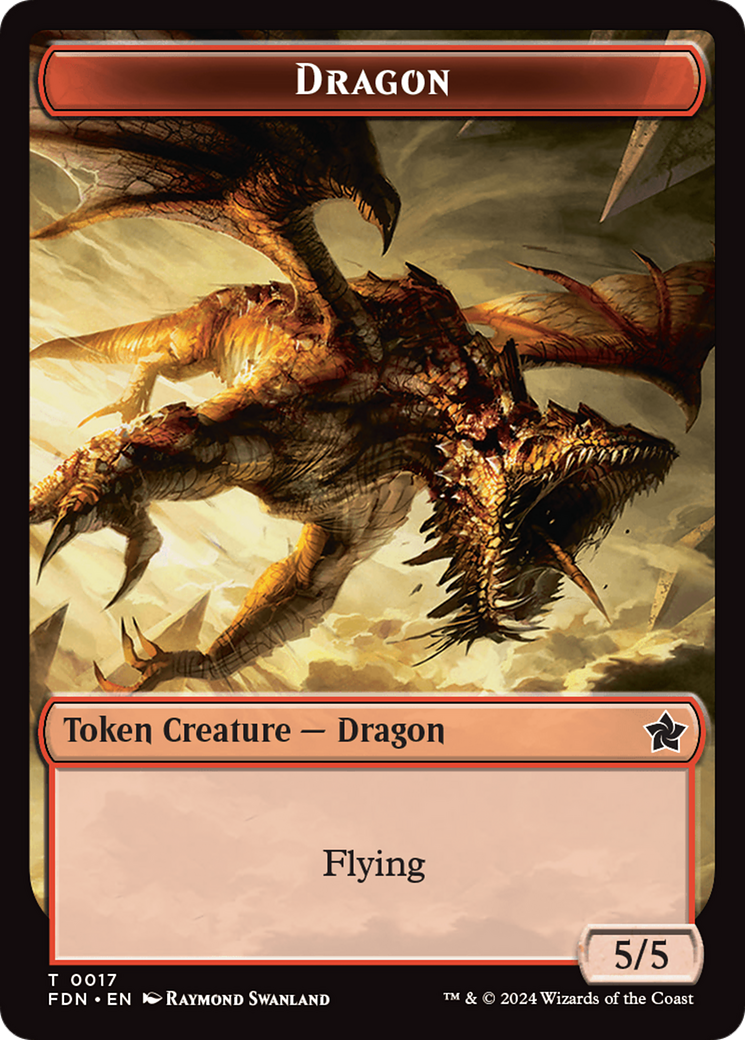 Cat Beast // Dragon (0017) Double-Sided Token [Foundations Tokens] | Magic Magpie