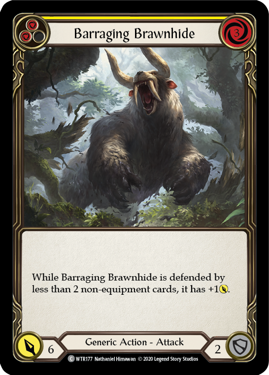 Barraging Brawnhide (Yellow) [U-WTR177] (Welcome to Rathe Unlimited)  Unlimited Normal | Magic Magpie