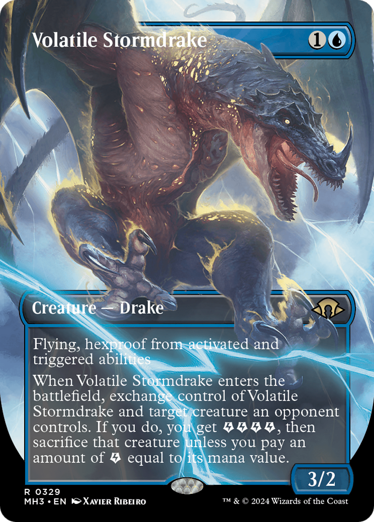 Volatile Stormdrake (Borderless) [Modern Horizons 3] | Magic Magpie