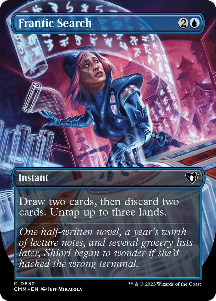 Frantic Search (Borderless Alternate Art) [Commander Masters] | Magic Magpie