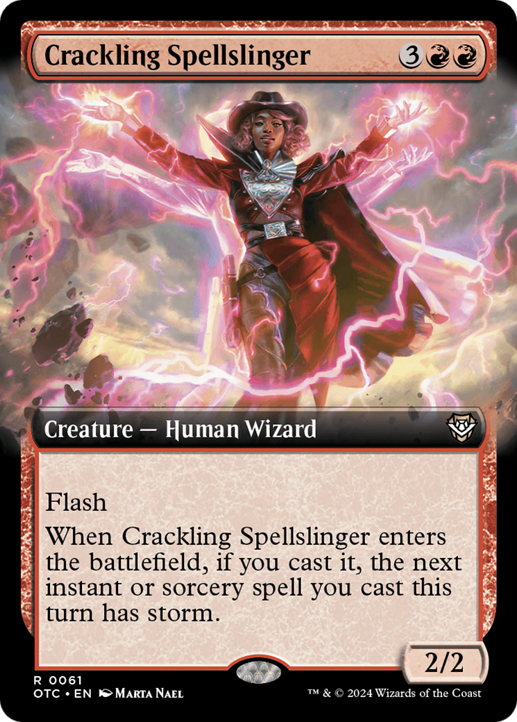 Crackling Spellslinger (Extended Art) [Outlaws of Thunder Junction Commander] | Magic Magpie