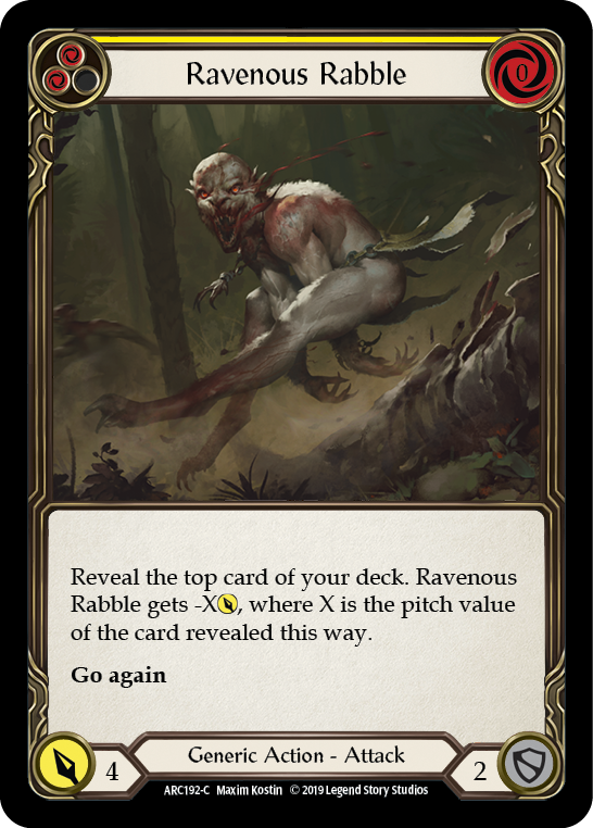 Ravenous Rabble (Yellow) [ARC192-C] (Arcane Rising)  1st Edition Rainbow Foil | Magic Magpie