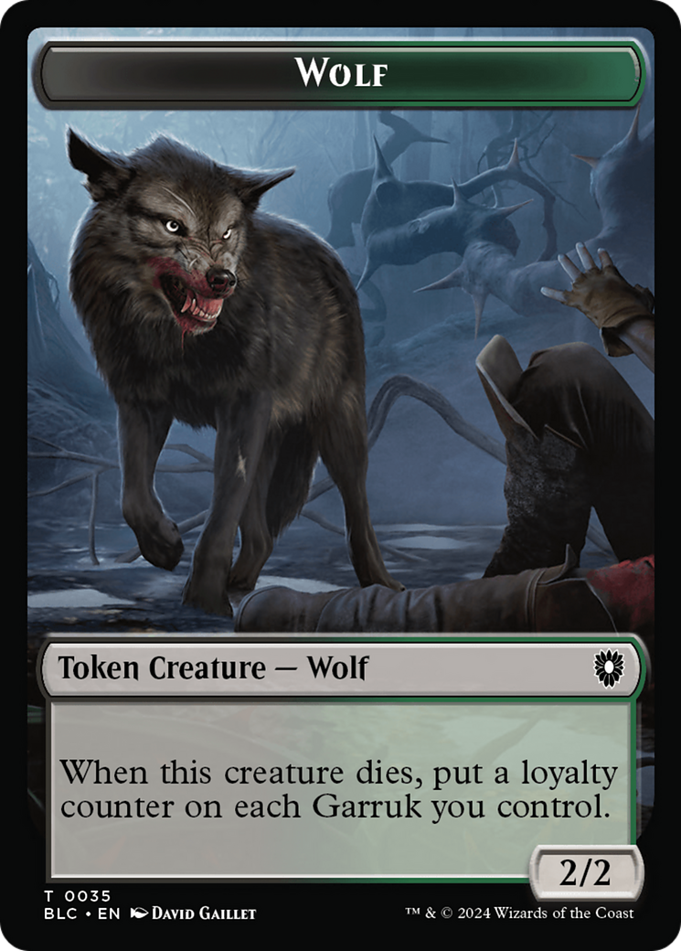 Human Soldier // Wolf (035) Double-Sided Token [Bloomburrow Commander Tokens] | Magic Magpie