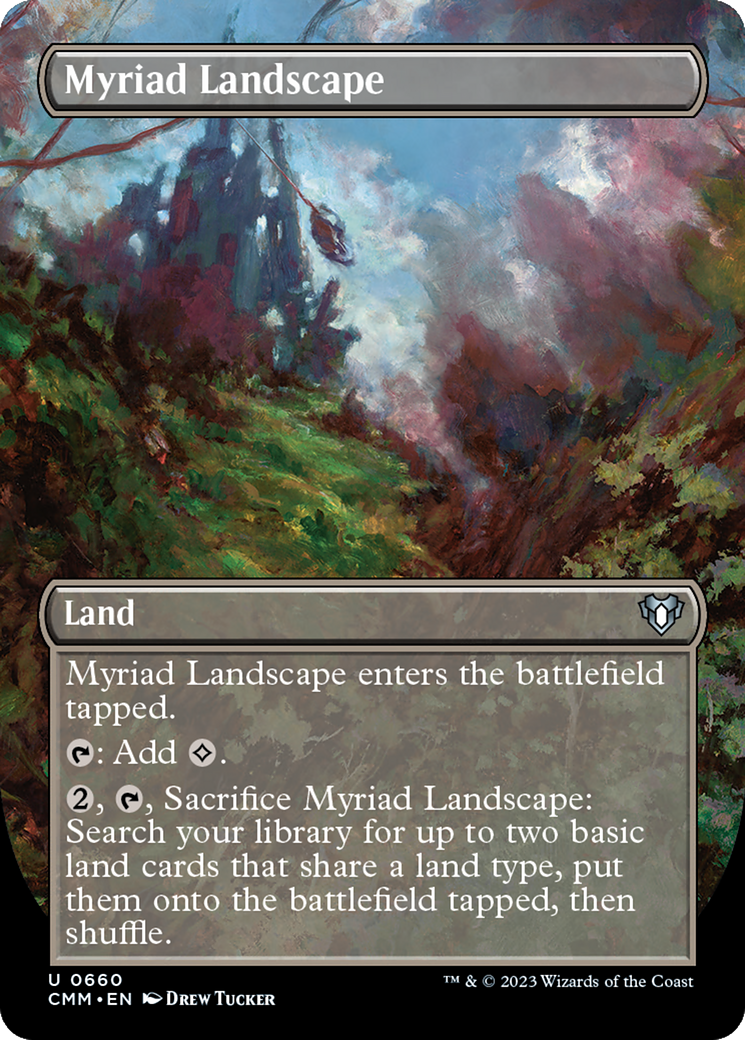 Myriad Landscape (Borderless Alternate Art) [Commander Masters] | Magic Magpie