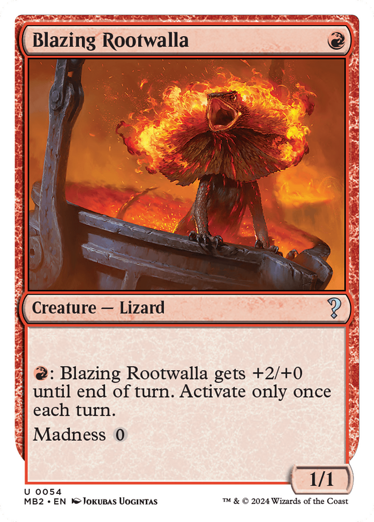 Blazing Rootwalla (White Border) [Mystery Booster 2] | Magic Magpie