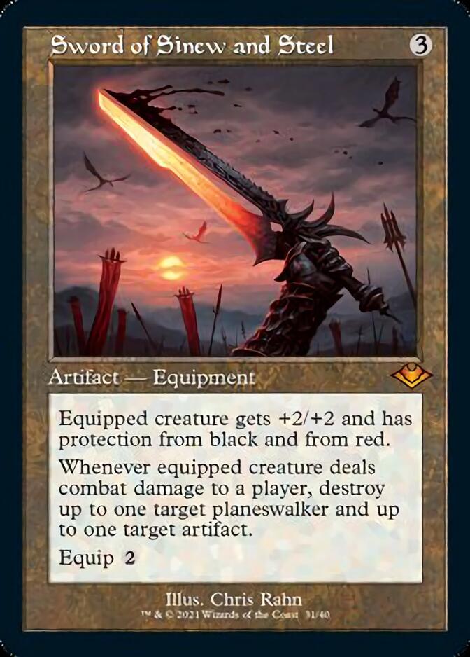 Sword of Sinew and Steel (Retro Foil Etched) [Modern Horizons] | Magic Magpie