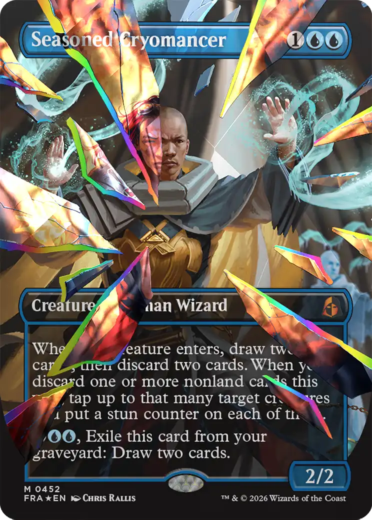 Seasoned Cryomancer (Borderless) (Facet Foil) (0452) [Reality Fracture] | Magic Magpie