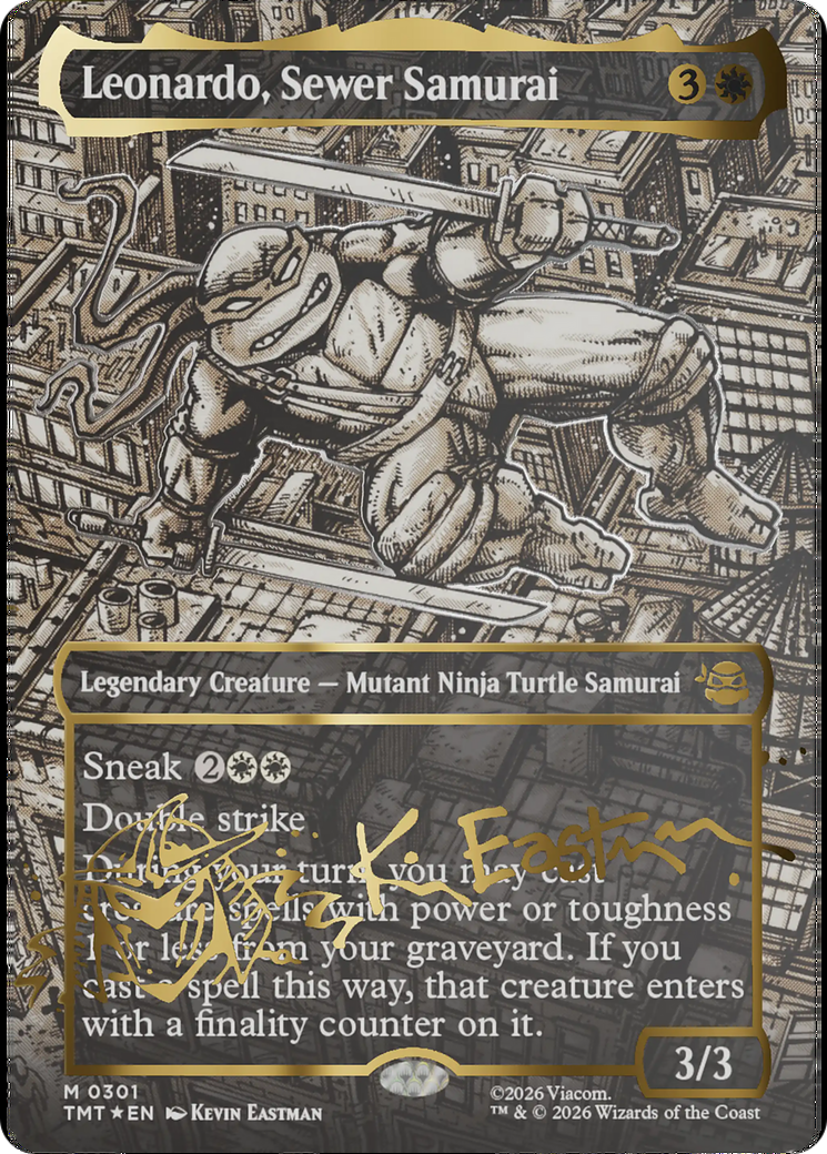 Leonardo, Sewer Samurai (Borderless) (Gold-Stamped Signature) [Teenage Mutant Ninja Turtles] | Magic Magpie