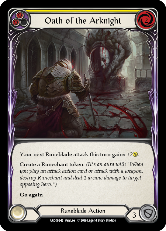 Oath of the Arknight (Yellow) [ARC092-R] (Arcane Rising)  1st Edition Normal | Magic Magpie
