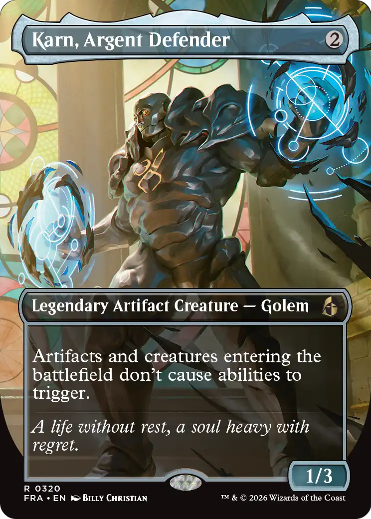 Karn, Argent Defender (Borderless) [Reality Fracture] | Magic Magpie