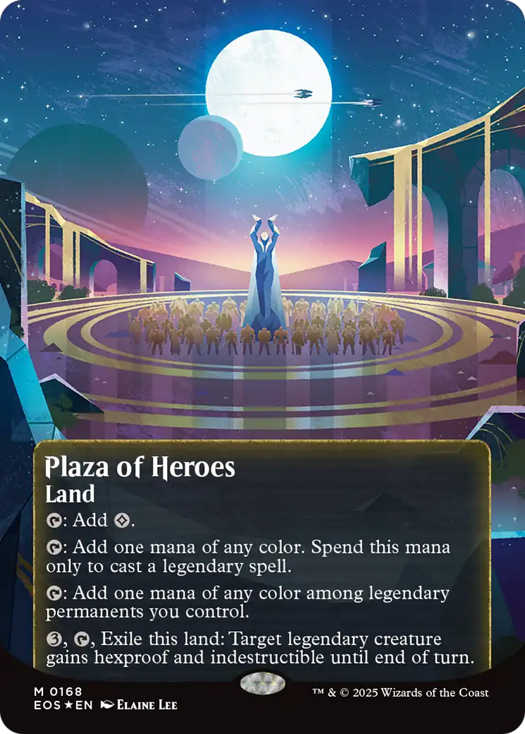 Plaza of Heroes (0168) (Borderless) (Galaxy Foil) [Edge of Eternities: Stellar Sights] | Magic Magpie