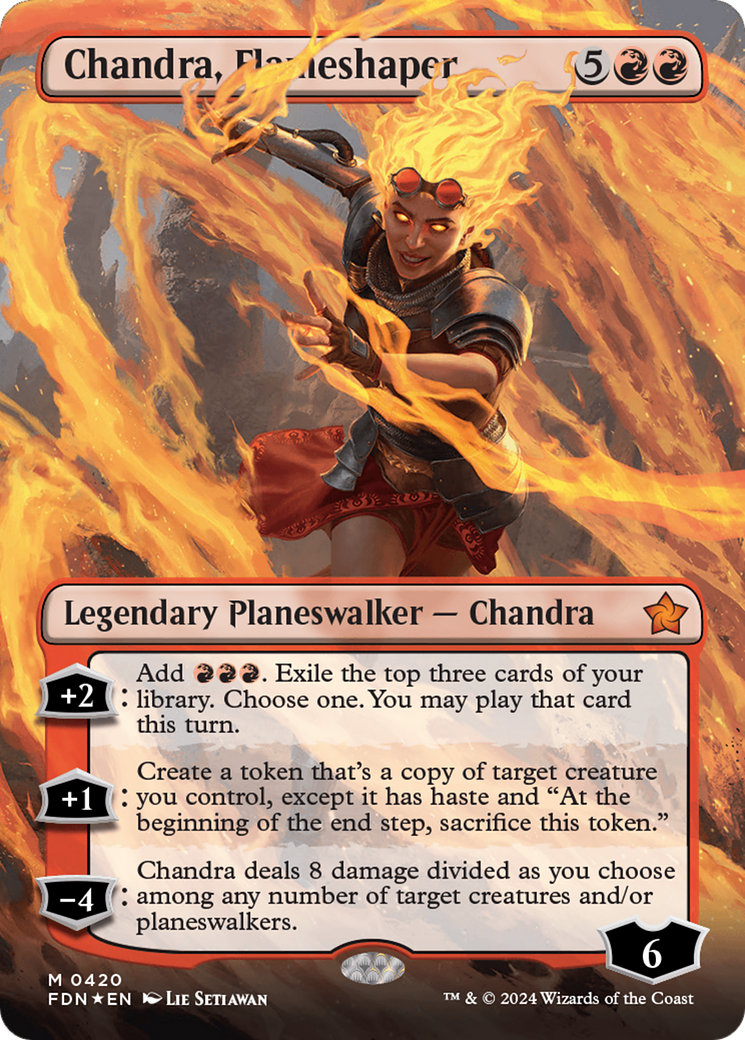 Chandra, Flameshaper (Borderless) (Mana Foil) [Foundations] | Magic Magpie