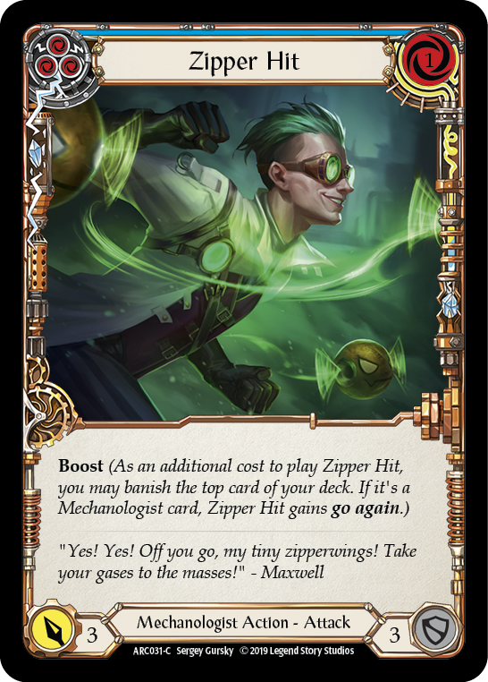 Zipper Hit (Blue) [ARC031-C] (Arcane Rising)  1st Edition Normal | Magic Magpie