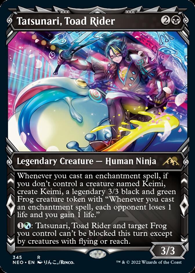 Tatsunari, Toad Rider (Showcase Ninja) [Kamigawa: Neon Dynasty] | Magic Magpie