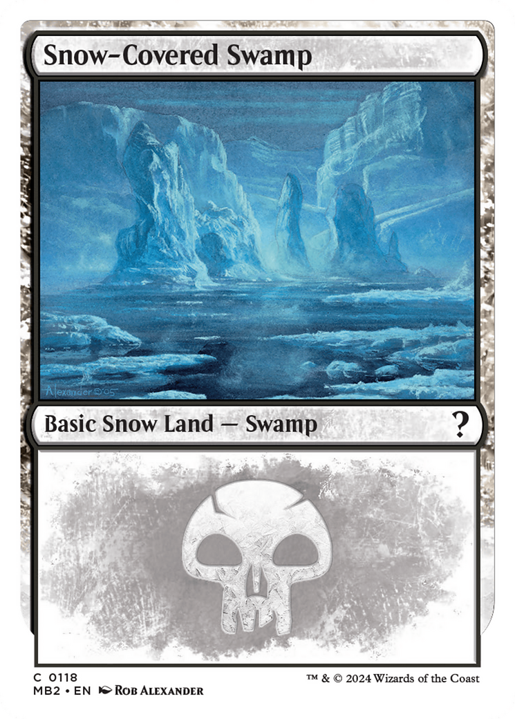 Snow-Covered Swamp (White Border) [Mystery Booster 2] | Magic Magpie