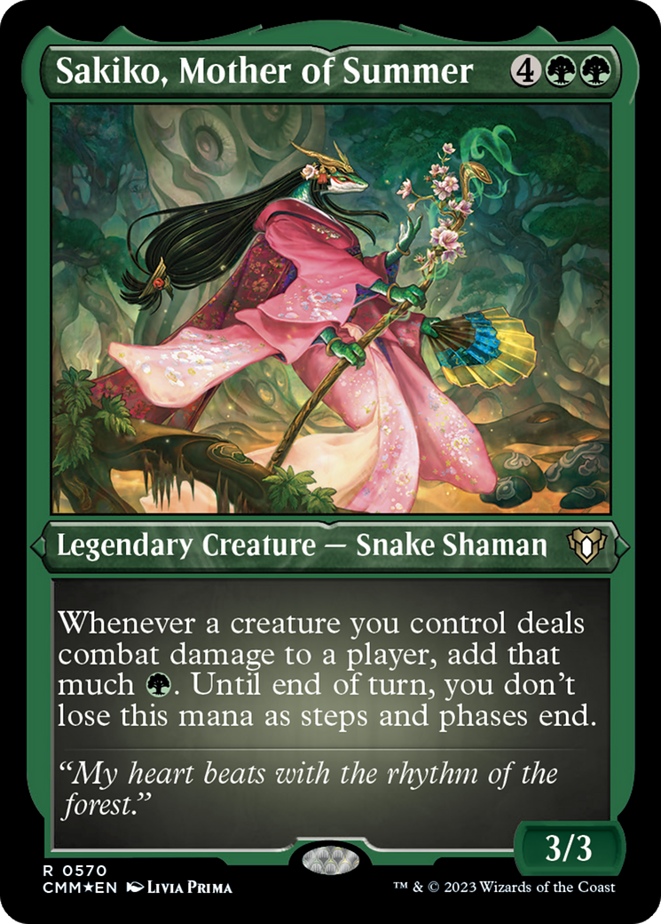 Sakiko, Mother of Summer (Foil Etched) [Commander Masters] | Magic Magpie