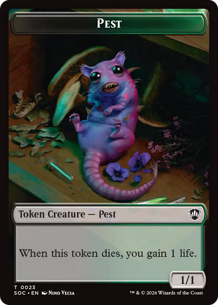 Saproling // Pest (0023) Double-Sided Token [Secrets of Strixhaven Commander Tokens] | Magic Magpie