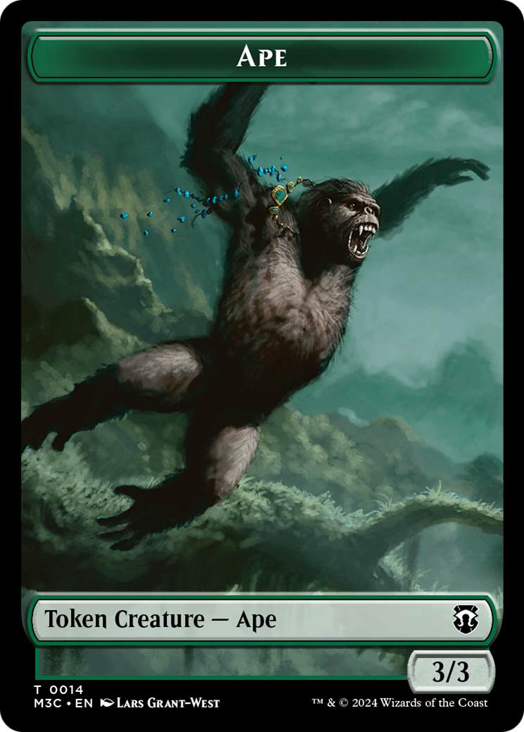 Ape (Ripple Foil) // Plant Double-Sided Token [Modern Horizons 3 Commander Tokens] | Magic Magpie