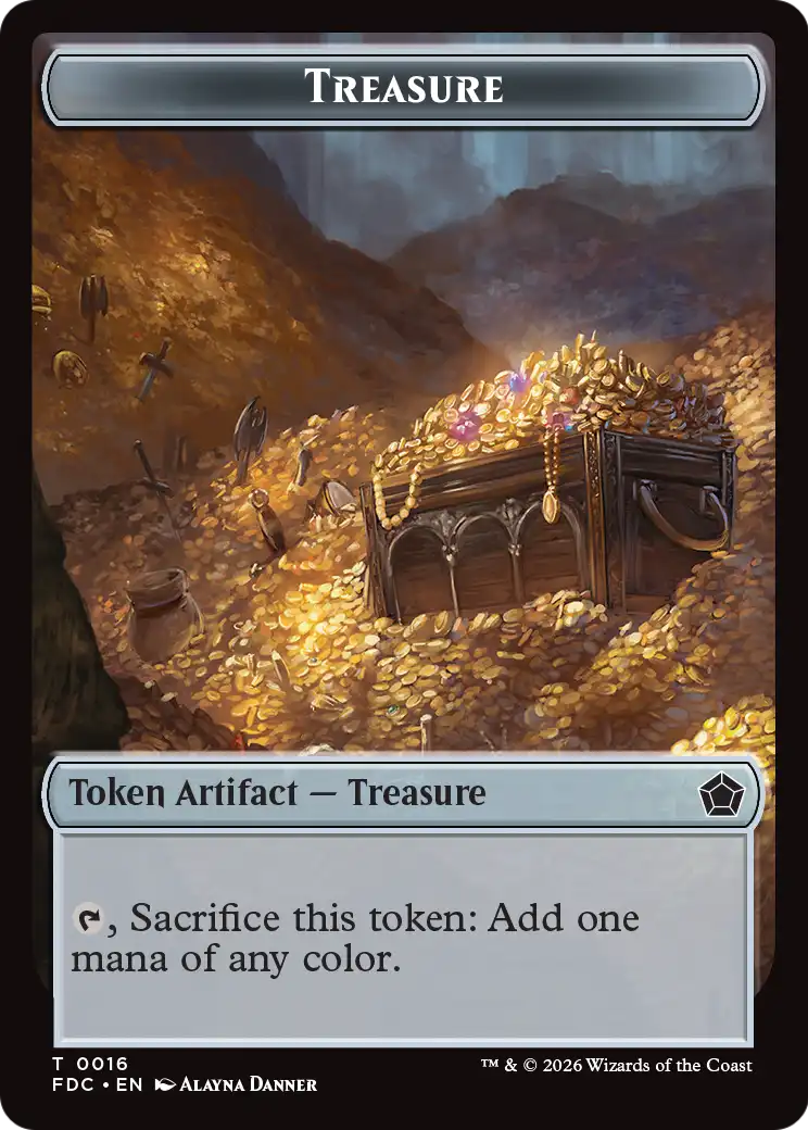 Dragon (0008) // Treasure Double-Sided Token [Foundations Commander Tokens] | Magic Magpie