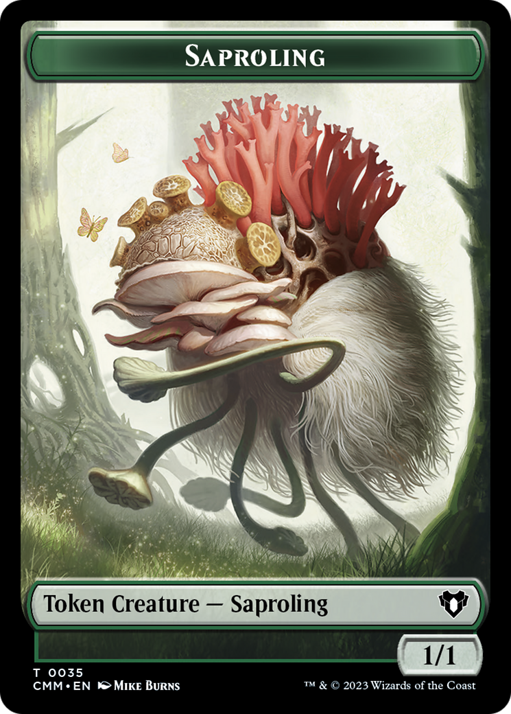 Saproling // Dragon (0021) Double-Sided Token [Commander Masters Tokens] | Magic Magpie