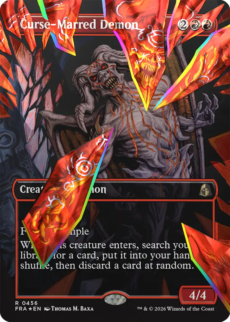 Curse-Marred Demon (Borderless) (Facet Foil) [Reality Fracture] | Magic Magpie