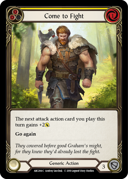 Come to Fight (Yellow) [ARC204-C] (Arcane Rising)  1st Edition Rainbow Foil | Magic Magpie