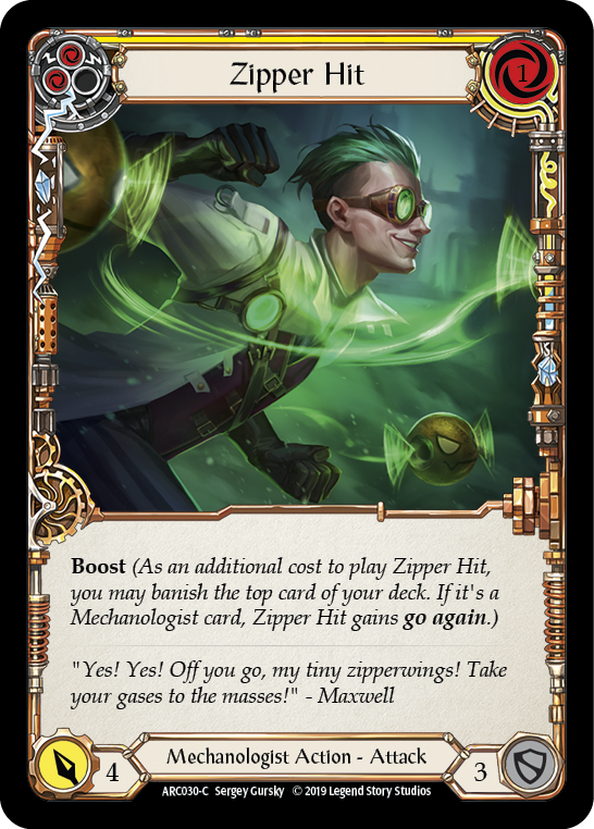 Zipper Hit (Yellow) [ARC030-C] (Arcane Rising)  1st Edition Normal | Magic Magpie