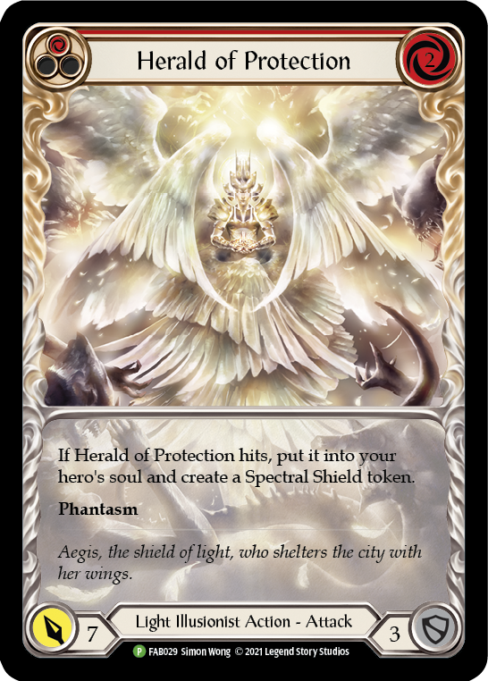 Herald of Protection (Red Extended Art) [FAB029] (Promo)  Rainbow Foil | Magic Magpie