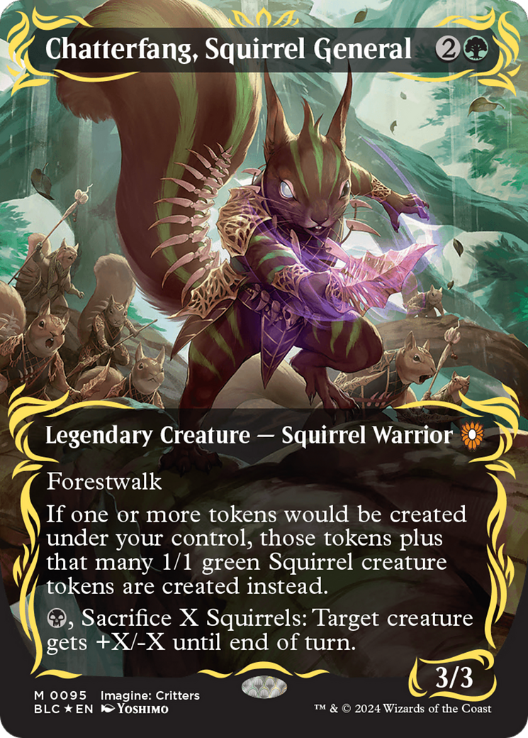 Chatterfang, Squirrel General (Borderless) (Raised Foil) [Bloomburrow Commander] | Magic Magpie