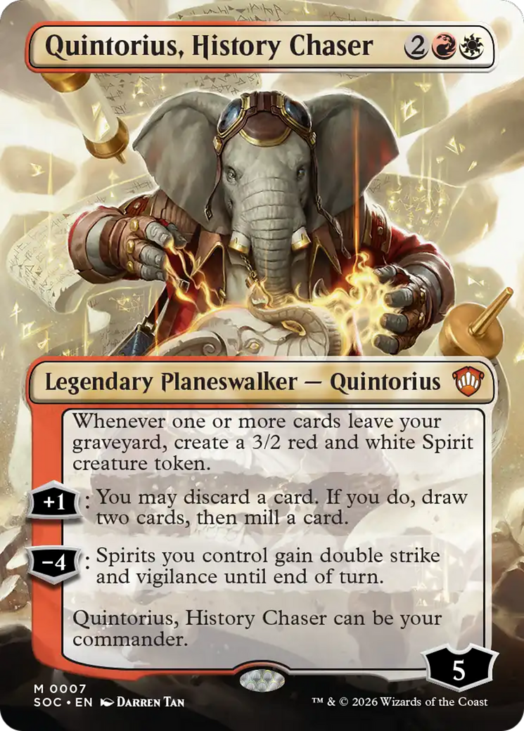 Quintorius, History Chaser (Borderless) [Secrets of Strixhaven Commander] | Magic Magpie