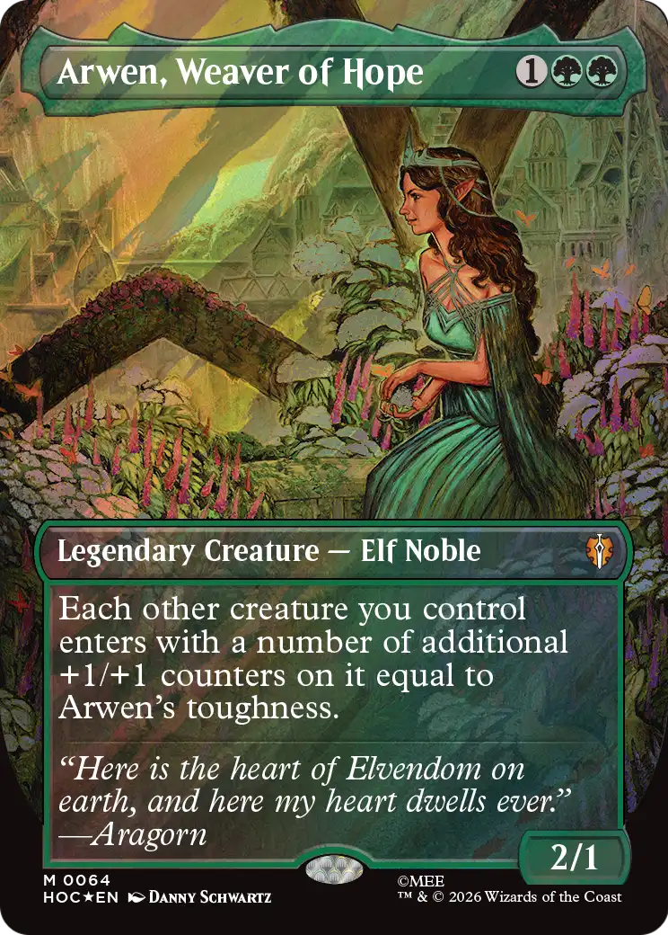 Arwen, Weaver of Hope (Borderless) (Surge Foil) [The Hobbit: Eternal-Legal] | Magic Magpie