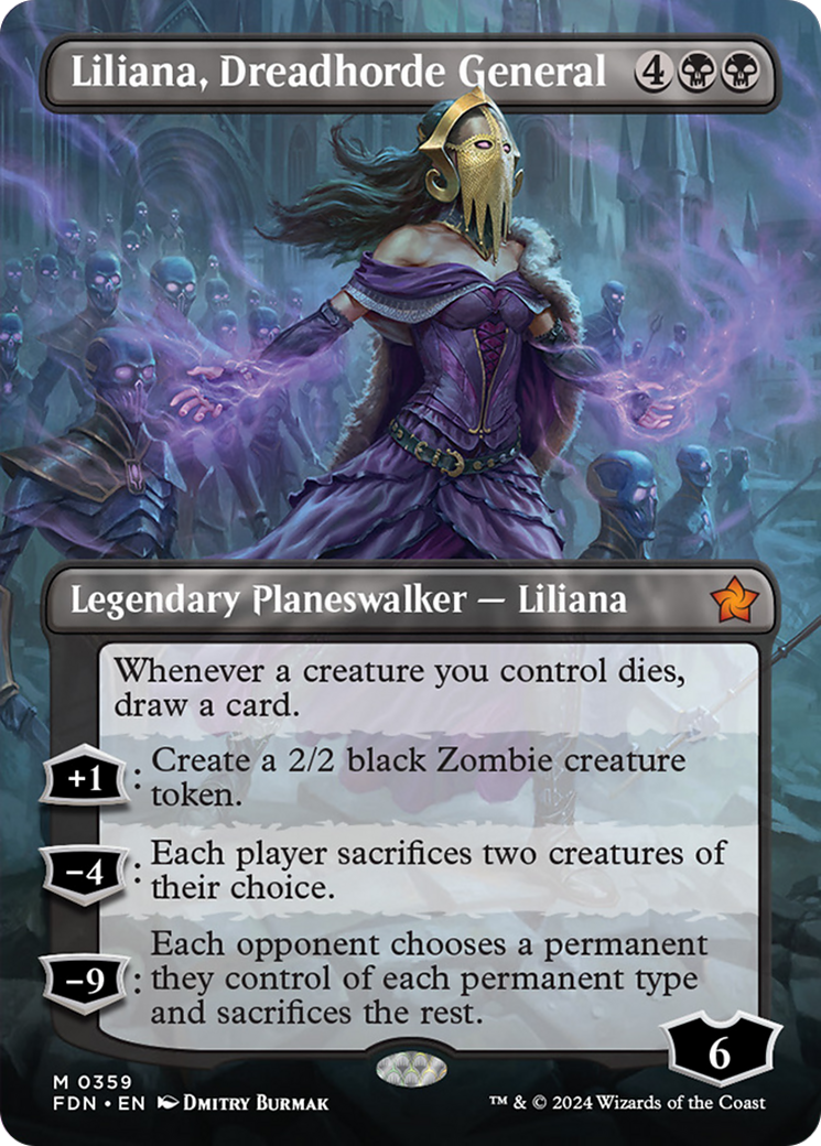 Liliana, Dreadhorde General (Borderless) [Foundations] | Magic Magpie