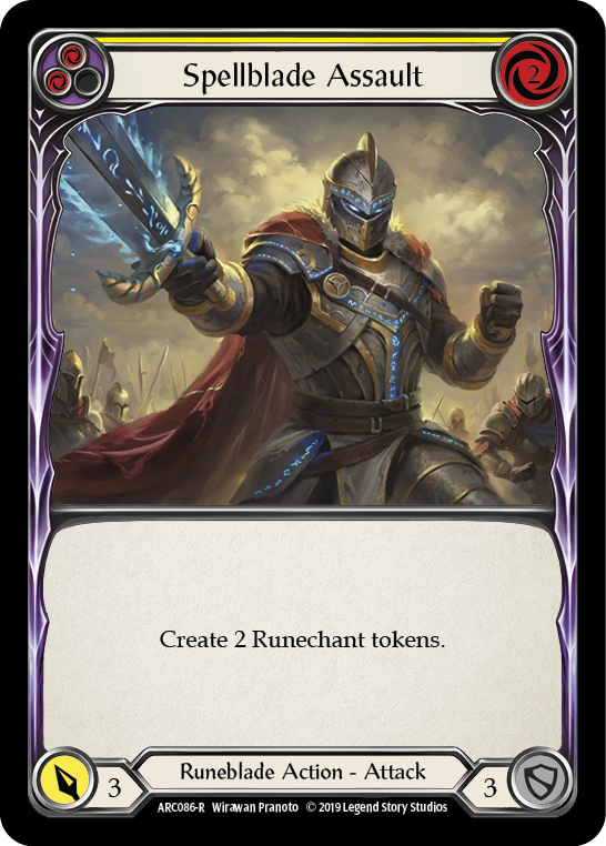 Spellblade Assault (Yellow) [ARC086-R] (Arcane Rising)  1st Edition Rainbow Foil | Magic Magpie