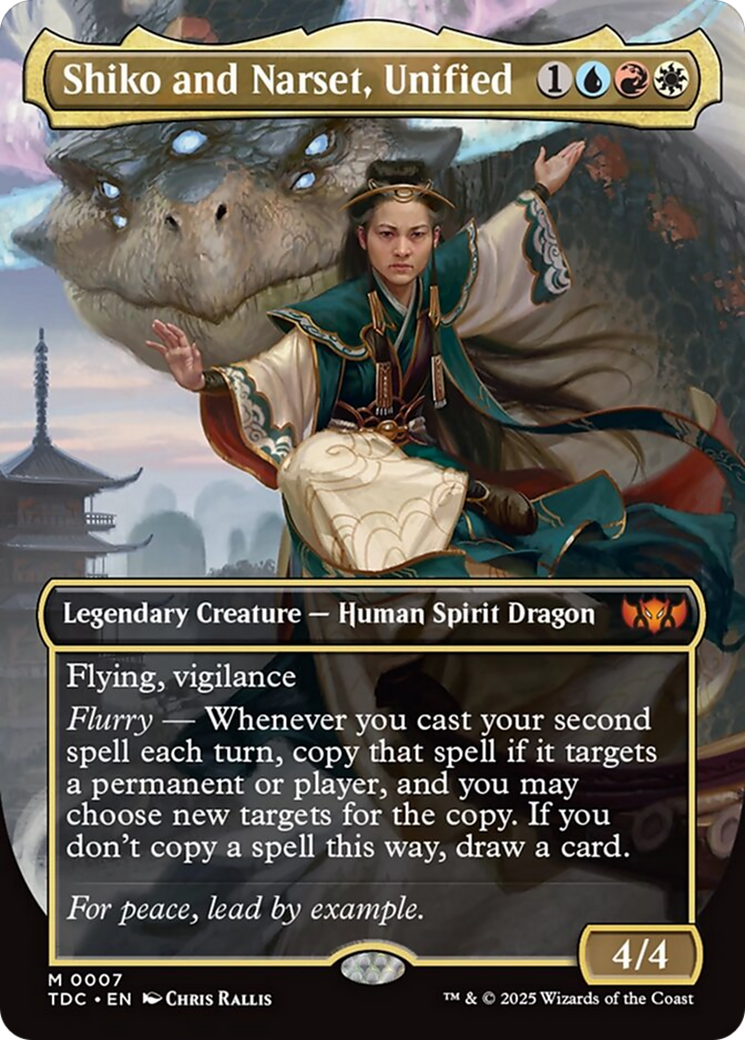 Shiko and Narset, Unified (Borderless) [Tarkir: Dragonstorm Commander] | Magic Magpie