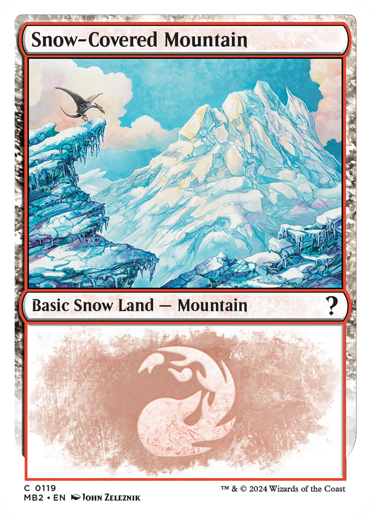 Snow-Covered Mountain (White Border) [Mystery Booster 2] | Magic Magpie