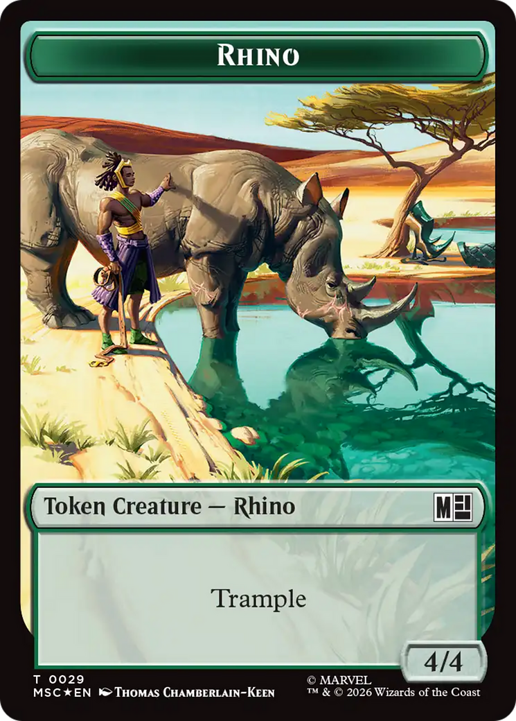 Rhino (029) // Elephant (028) Double-Sided Token (Surge Foil) [Marvel Super Heroes Commander Tokens] | Magic Magpie